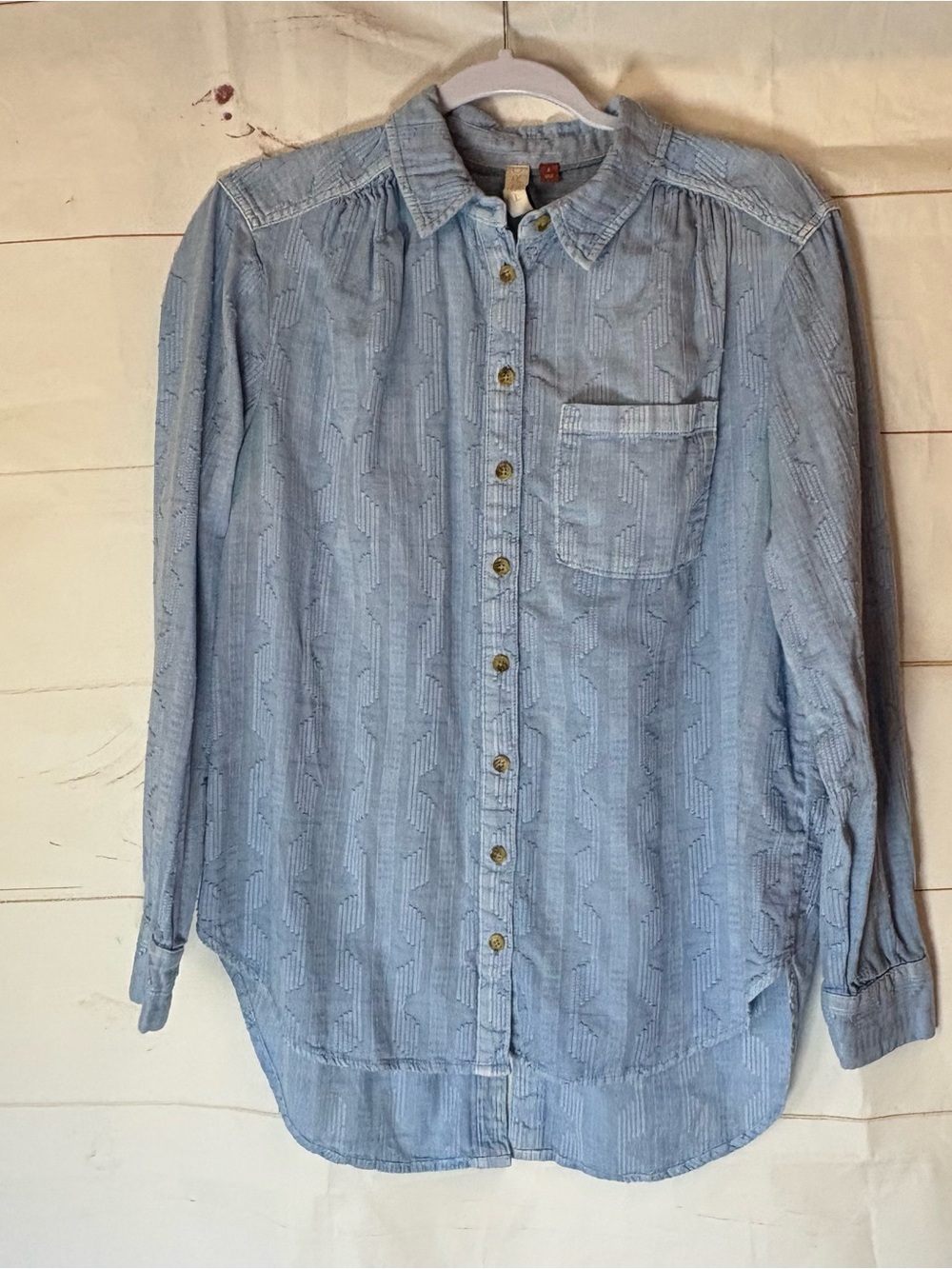 Pilcro Pale Blue Textured Button-Down Shirt